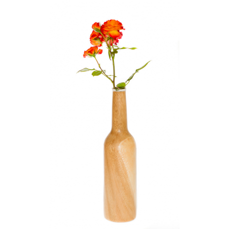 Fair trade Vase 'Flasche' Akazienholz